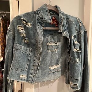 Cropped Jean Jacket with distressed rips